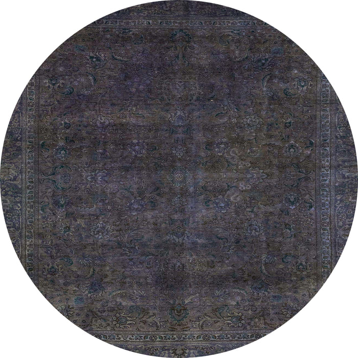 Round Abstract Gunmetal Green Modern Rug, abs2840