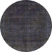 Round Abstract Gunmetal Green Modern Rug, abs2840