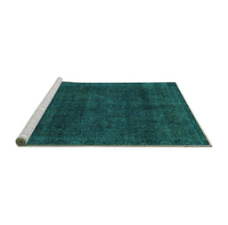 Sideview of Machine Washable Abstract Turquoise Modern Area Rugs, wshabs2840turq