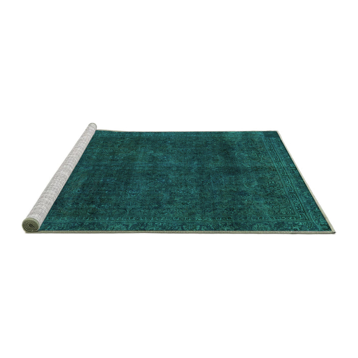 Sideview of Machine Washable Abstract Turquoise Modern Area Rugs, wshabs2840turq