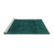 Sideview of Machine Washable Abstract Turquoise Modern Area Rugs, wshabs2840turq