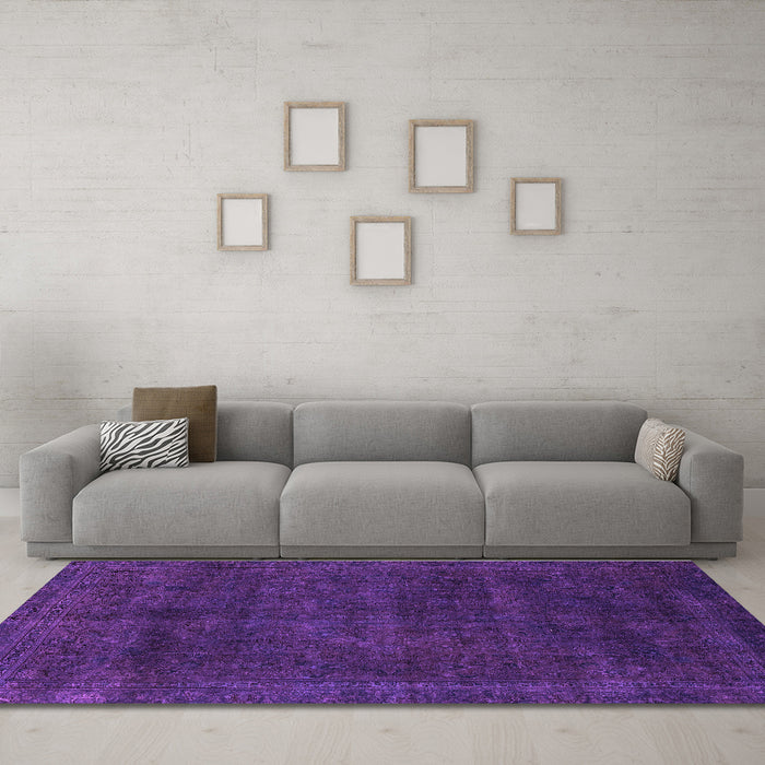 Machine Washable Abstract Purple Modern Area Rugs in a Living Room, wshabs2840pur