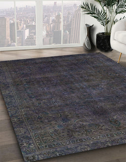 Machine Washable Abstract Gunmetal Green Rug in a Family Room, wshabs2840