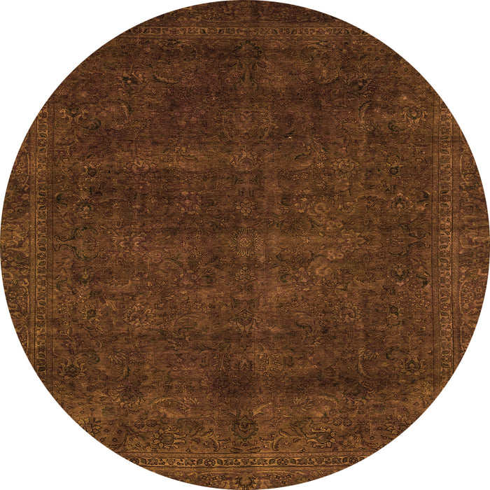 Round Abstract Orange Modern Rug, abs2840org