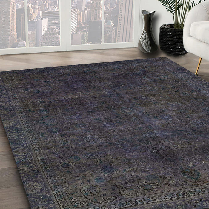 Abstract Gunmetal Green Modern Rug in Family Room, abs2840