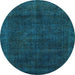 Round Abstract Light Blue Modern Rug, abs2840lblu