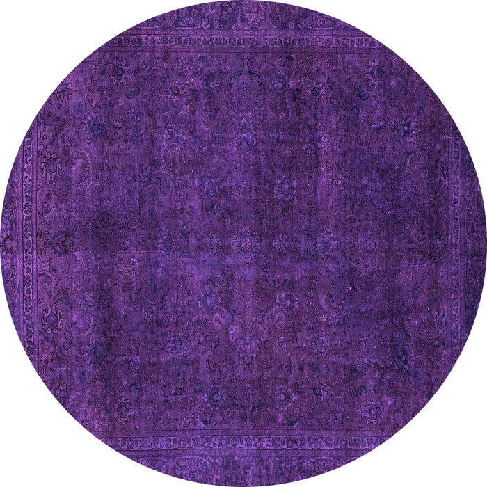 Round Machine Washable Abstract Purple Modern Area Rugs, wshabs2840pur