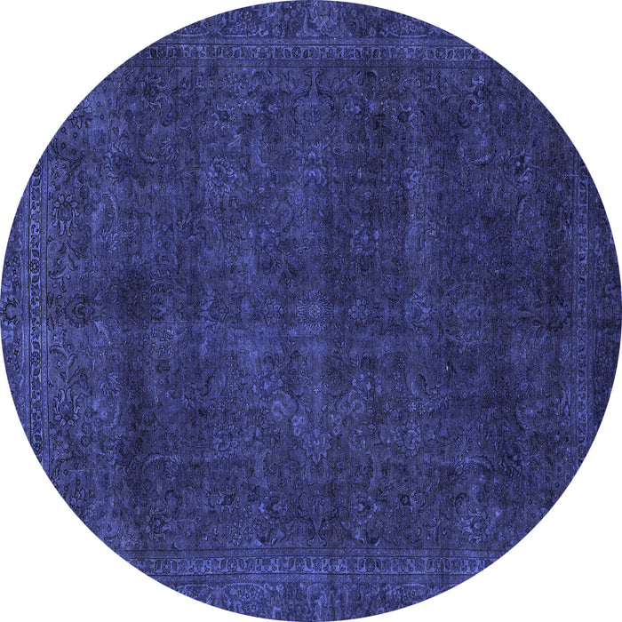 Round Machine Washable Abstract Blue Modern Rug, wshabs2840blu
