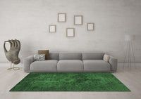 Machine Washable Abstract Emerald Green Modern Rug, wshabs2841emgrn