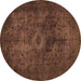 Round Machine Washable Abstract Brown Modern Rug, wshabs2841brn