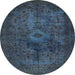 Round Abstract Light Blue Modern Rug, abs2841lblu