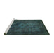 Sideview of Machine Washable Abstract Turquoise Modern Area Rugs, wshabs2841turq