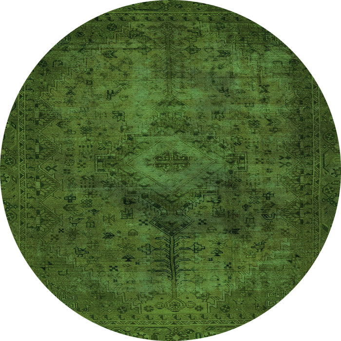 Round Machine Washable Abstract Green Modern Area Rugs, wshabs2841grn