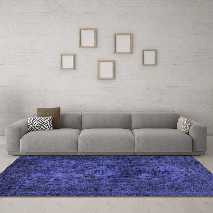 Machine Washable Abstract Blue Modern Rug in a Living Room, wshabs2841blu