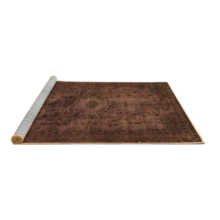 Sideview of Machine Washable Abstract Brown Modern Rug, wshabs2841brn