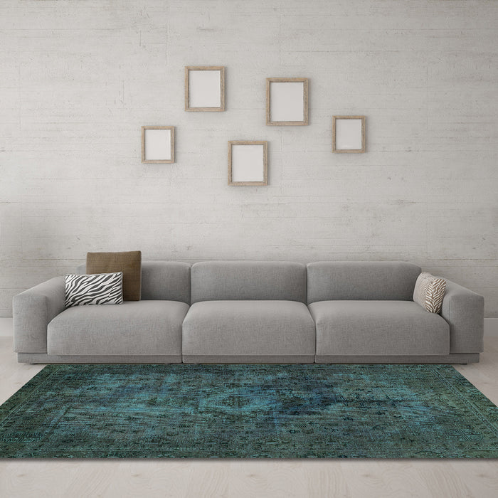 Machine Washable Abstract Turquoise Modern Area Rugs in a Living Room,, wshabs2841turq