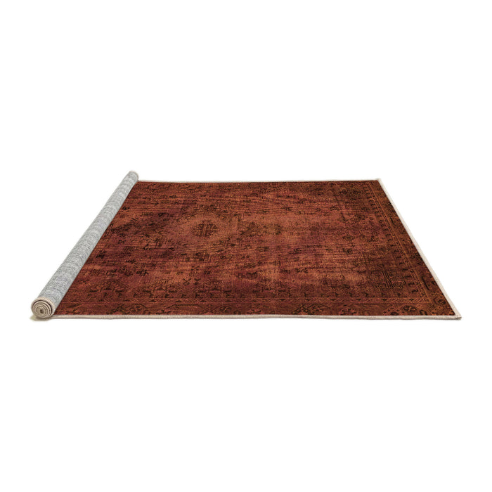 Sideview of Machine Washable Abstract Orange Modern Area Rugs, wshabs2841org