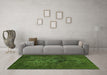 Machine Washable Abstract Green Modern Area Rugs in a Living Room,, wshabs2841grn