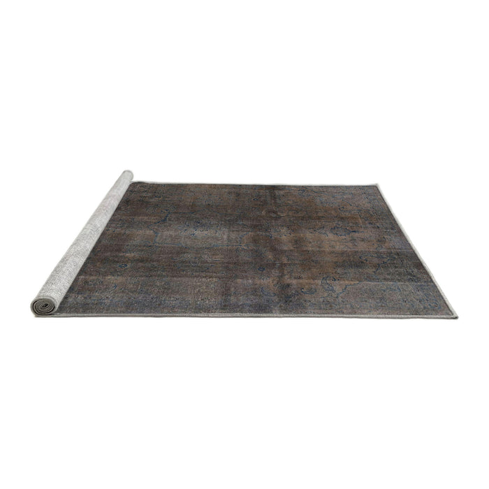 Sideview of Machine Washable Abstract Western Charcoal Gray Rug, wshabs2842