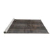 Sideview of Machine Washable Abstract Western Charcoal Gray Rug, wshabs2842