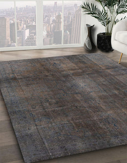Machine Washable Abstract Western Charcoal Gray Rug in a Family Room, wshabs2842