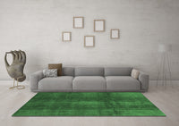 Machine Washable Abstract Emerald Green Modern Rug, wshabs2842emgrn