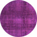 Round Machine Washable Abstract Pink Modern Rug, wshabs2842pnk