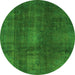 Round Abstract Green Modern Rug, abs2842grn