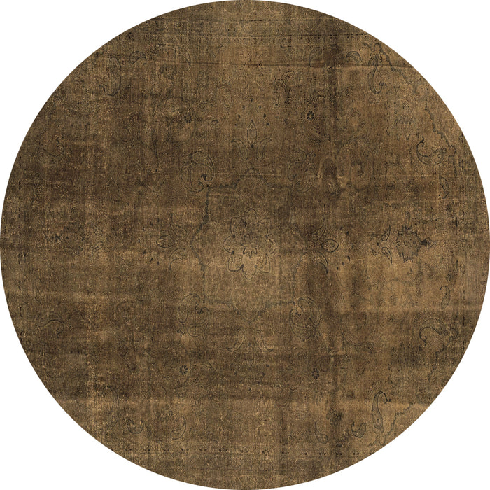 Round Machine Washable Abstract Brown Modern Rug, wshabs2842brn