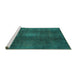 Sideview of Machine Washable Abstract Turquoise Modern Area Rugs, wshabs2842turq