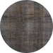 Round Abstract Charcoal Gray Modern Rug, abs2842