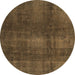 Round Abstract Brown Modern Rug, abs2842brn