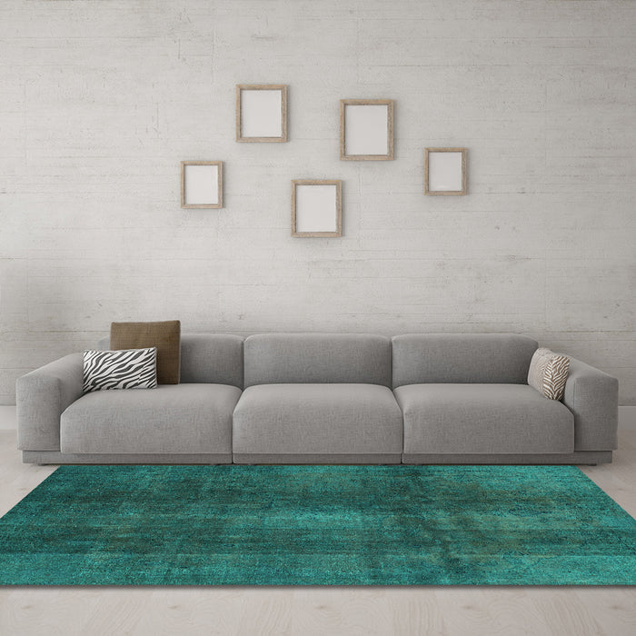 Machine Washable Abstract Turquoise Modern Area Rugs in a Living Room,, wshabs2842turq