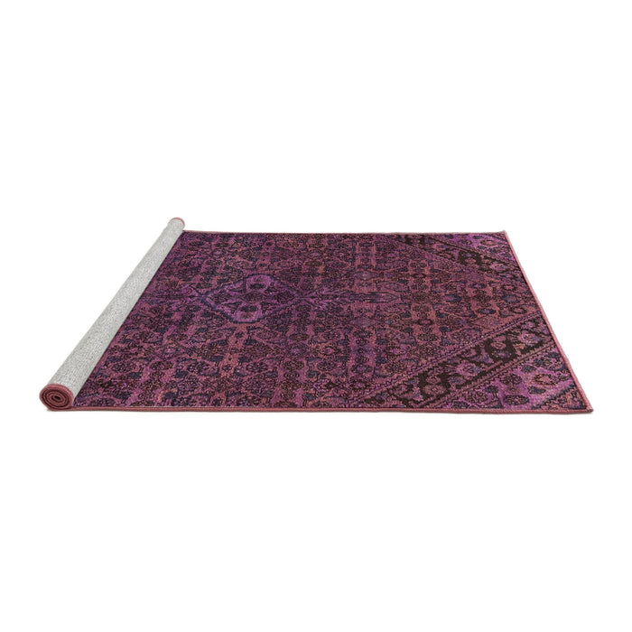 Sideview of Machine Washable Abstract Purple Lily Purple Rug, wshabs2843