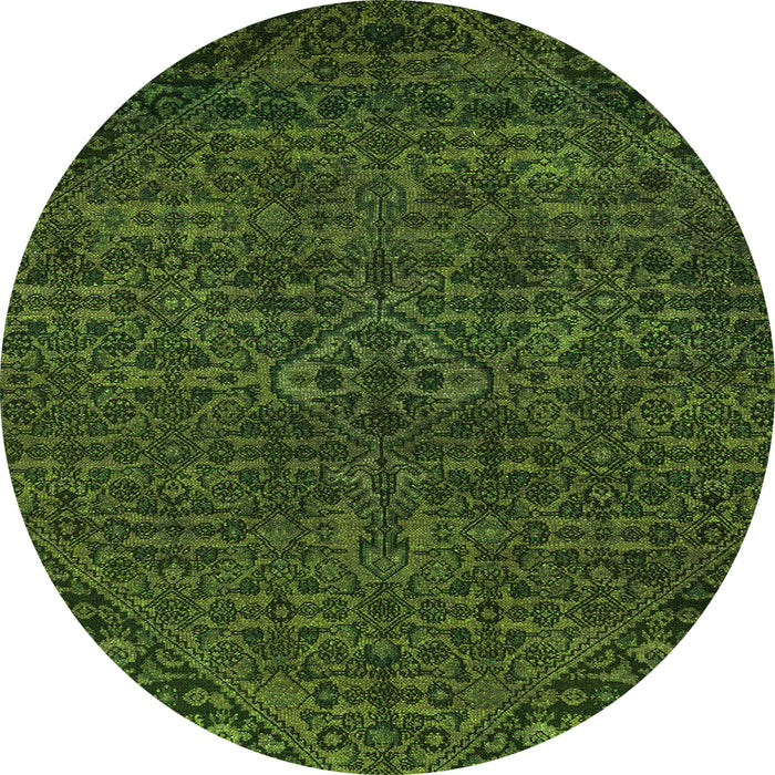 Round Abstract Green Modern Rug, abs2843grn