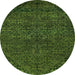 Round Abstract Green Modern Rug, abs2843grn