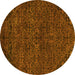 Round Abstract Yellow Modern Rug, abs2843yw