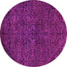 Round Machine Washable Abstract Pink Modern Rug, wshabs2843pnk