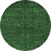 Round Abstract Emerald Green Modern Rug, abs2843emgrn