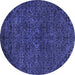 Round Abstract Blue Modern Rug, abs2843blu