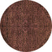 Round Machine Washable Abstract Brown Modern Rug, wshabs2843brn