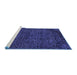 Sideview of Machine Washable Abstract Blue Modern Rug, wshabs2843blu
