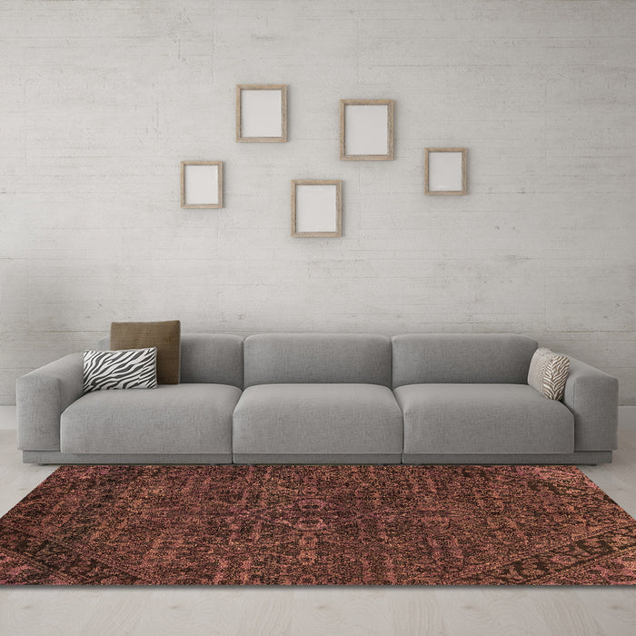 Machine Washable Abstract Brown Modern Rug in a Living Room,, wshabs2843brn