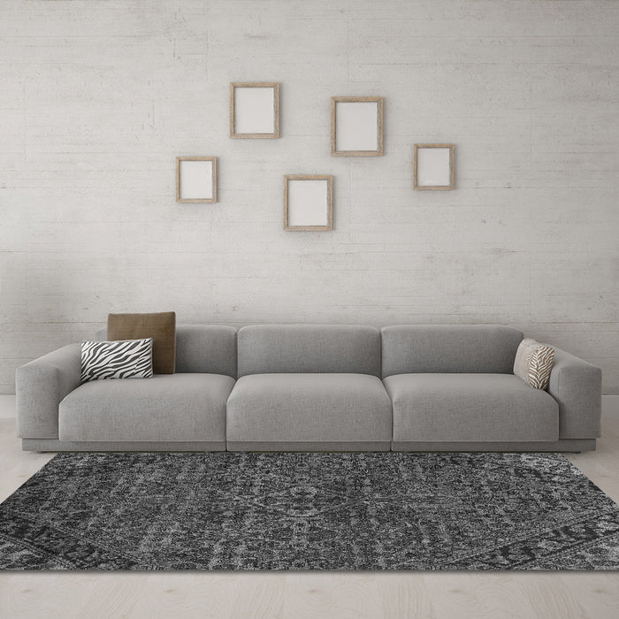 Machine Washable Abstract Gray Modern Rug in a Living Room,, wshabs2843gry