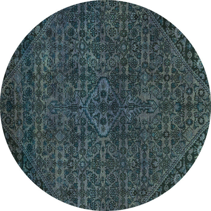Round Abstract Turquoise Modern Rug, abs2843turq
