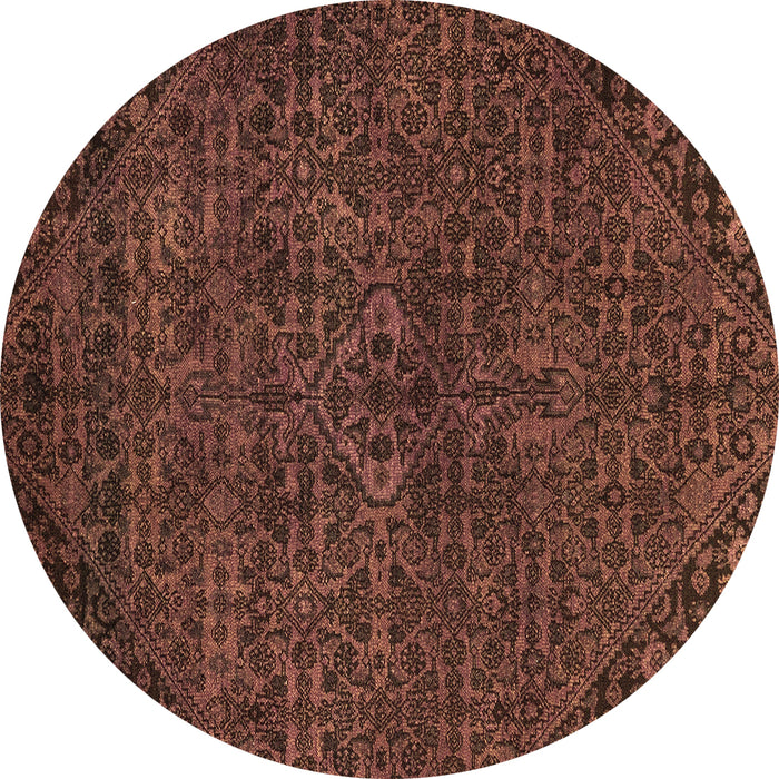 Round Abstract Brown Modern Rug, abs2843brn
