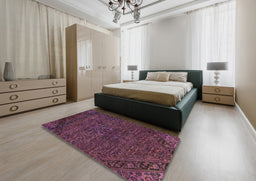 Abstract Purple Lily Purple Modern Rug in a Bedroom, abs2843