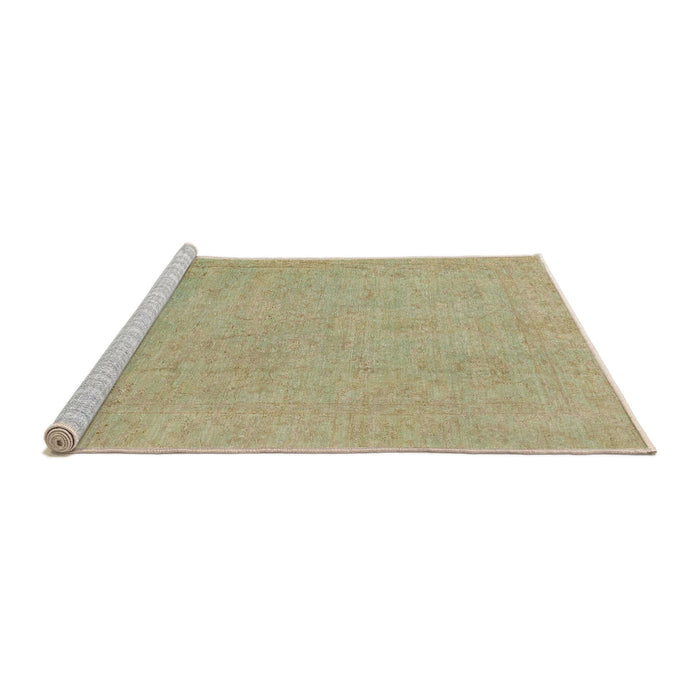 Sideview of Machine Washable Abstract Brass Green Rug, wshabs2844