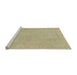 Sideview of Machine Washable Abstract Brass Green Rug, wshabs2844