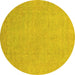 Round Machine Washable Oriental Yellow Traditional Rug, wshabs2844yw